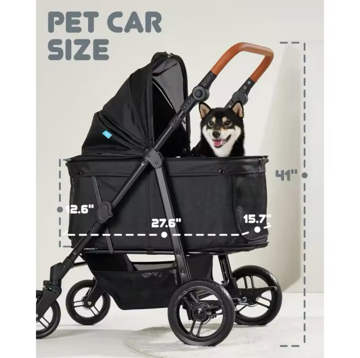 Medium dog stroller for medium and large dogs.