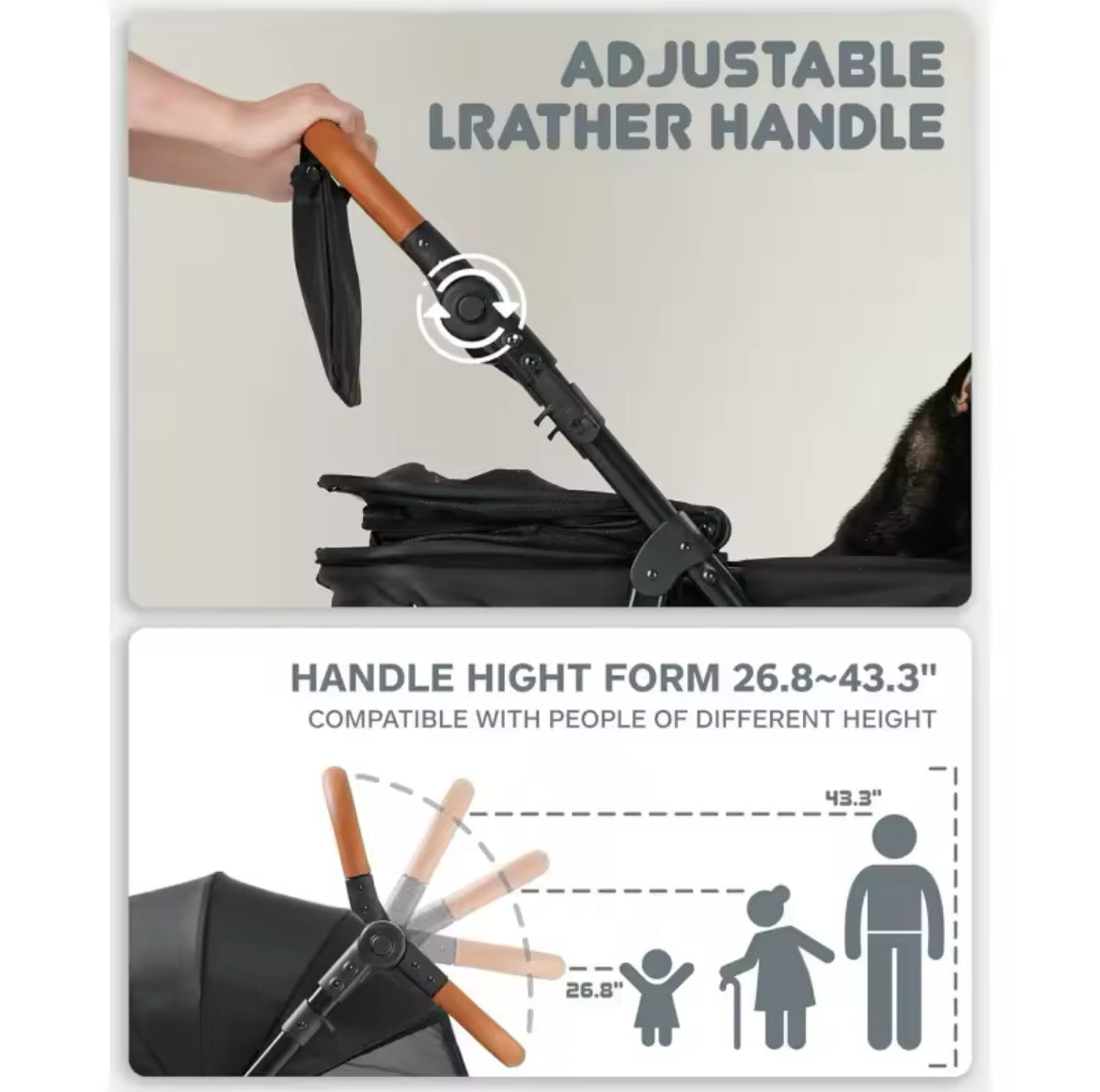 Medium dog stroller for medium and large dogs.