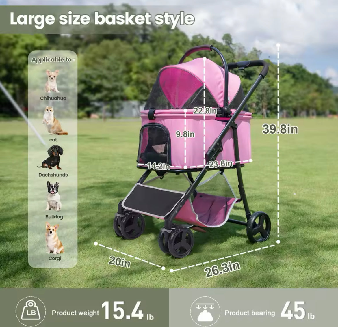 Pink 3-1 Pet Stroller