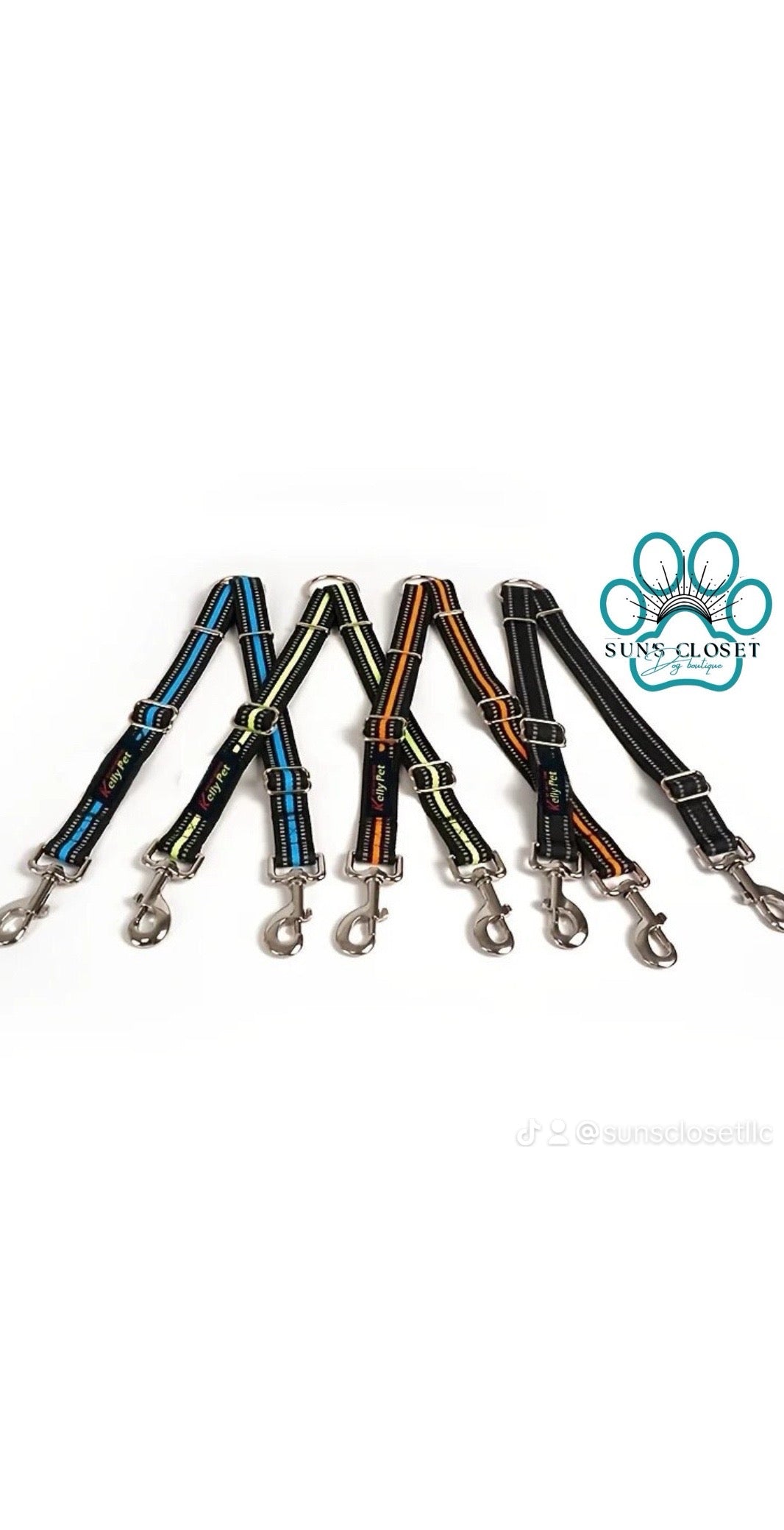 Nylon reflective silk double dog leash can lead two pets adjustable multi-color optional