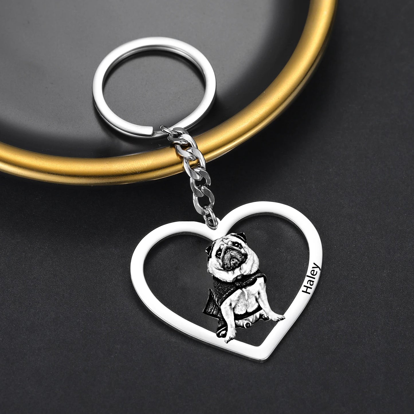 Personalized Pet Photo Necklace Engraved Pets Pendant Gifts Custom Dog Cat Keychain Memory Jewelry Picture Pendants