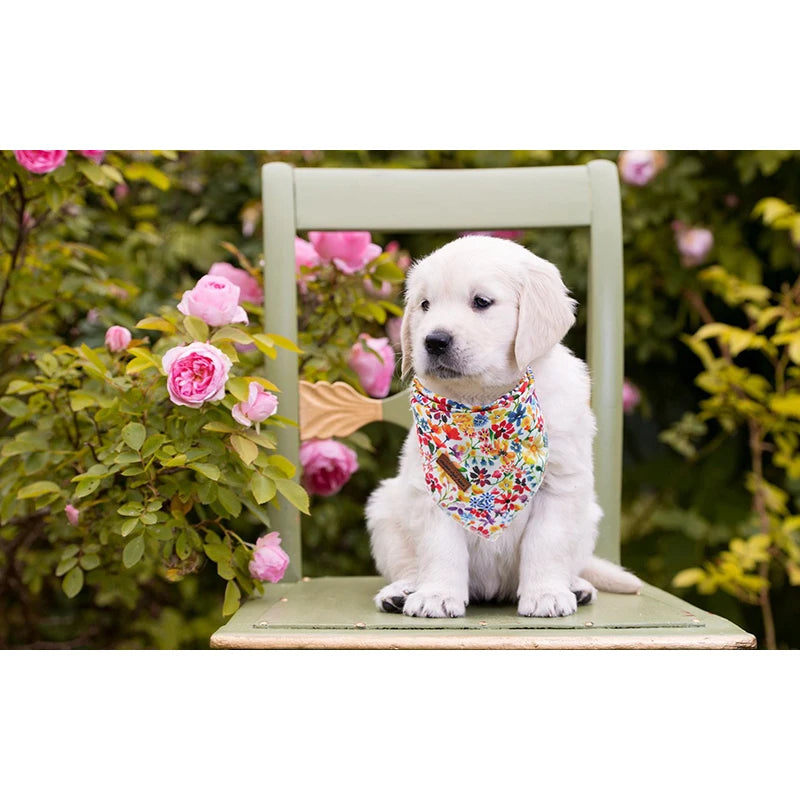 Floral Dog Bandana Flower Scarf Adjustable Cotton Dog Bandana