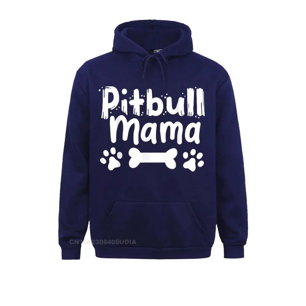 Pitbull Mama Dog Mom Dog Lover Gift Hoodie Long Sleeve Hoodies Summer/Fall Men's Sweatshirts Print Sportswears