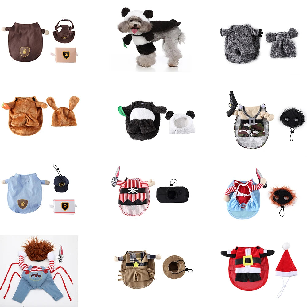 Pet Ups Costumes Funny Dress Up Outfits Set With Hat Pet Supplies For Medium Large Dogs Pet Cat Festival Party Clothing