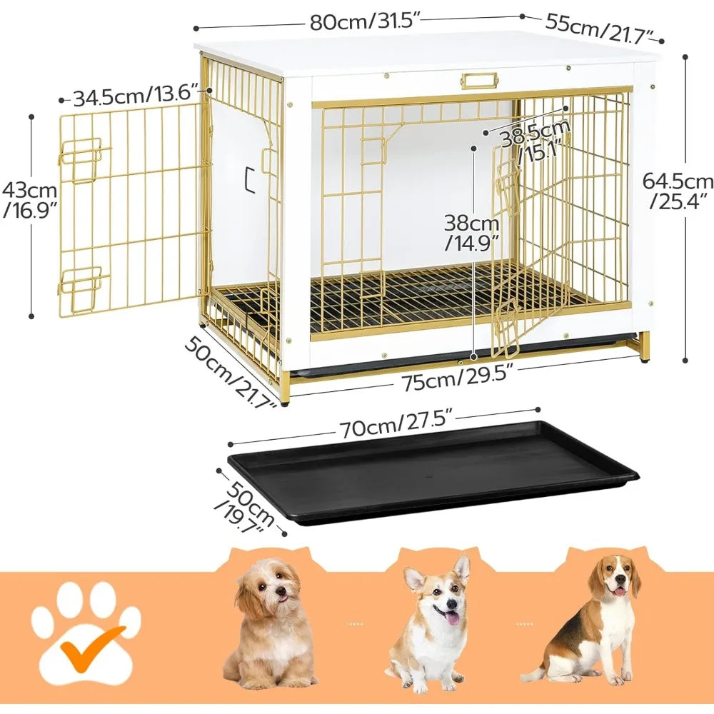 Modern Dog Crate Kennel Double Doors for Medium/Large/Small Dog