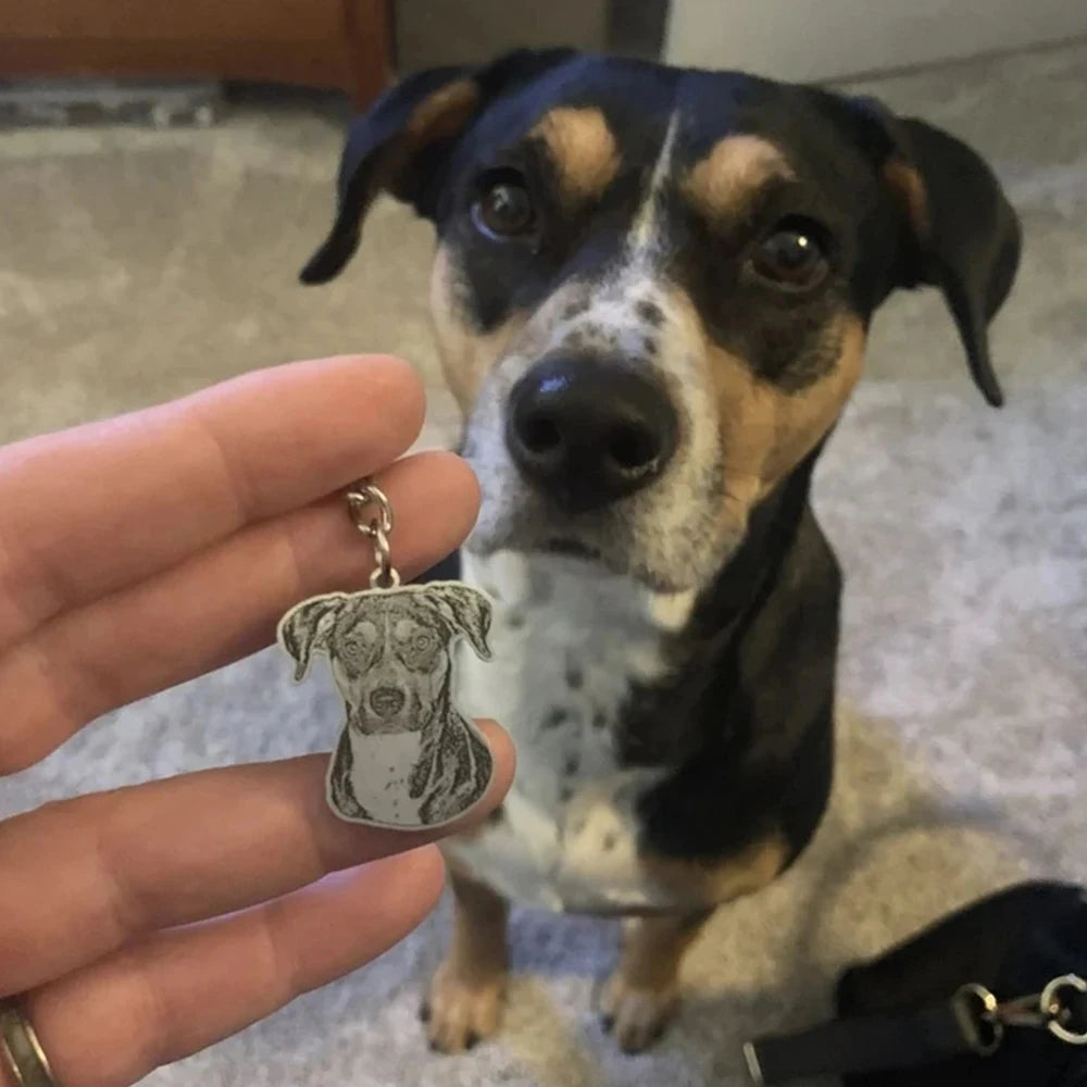 Personalized Pet Photo Necklace Engraved Pets Pendant Gifts Custom Dog Cat Keychain Memory Jewelry Picture Pendants