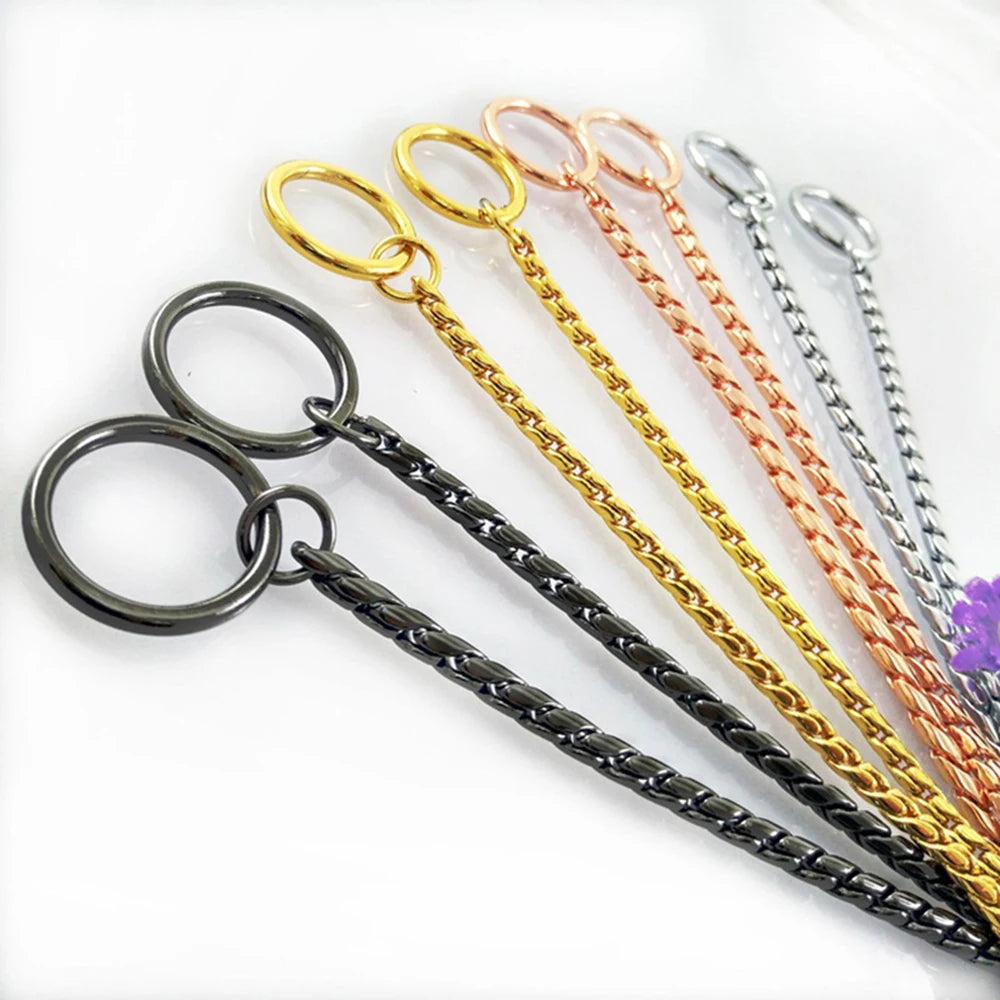 Stainless Steel Dog Leash Integrated Dog Collar and Leash 4mm 1m/1.2m Metal Dog Leash for Small Medium And Large Pets Leather Handle