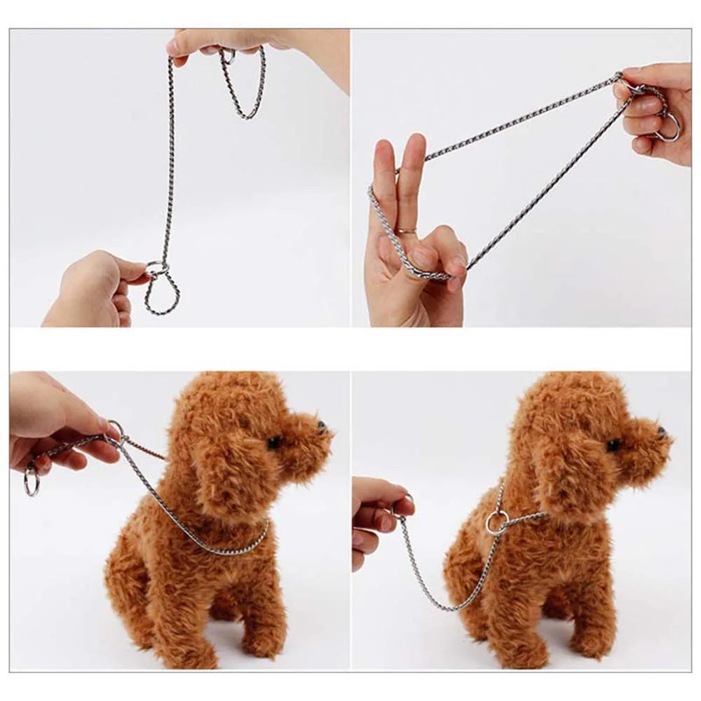 Snake Chain Dog Choke Collar Stainless Steel Puppy Pet Show Metal Slip Choker Collar Chain Training Walking
