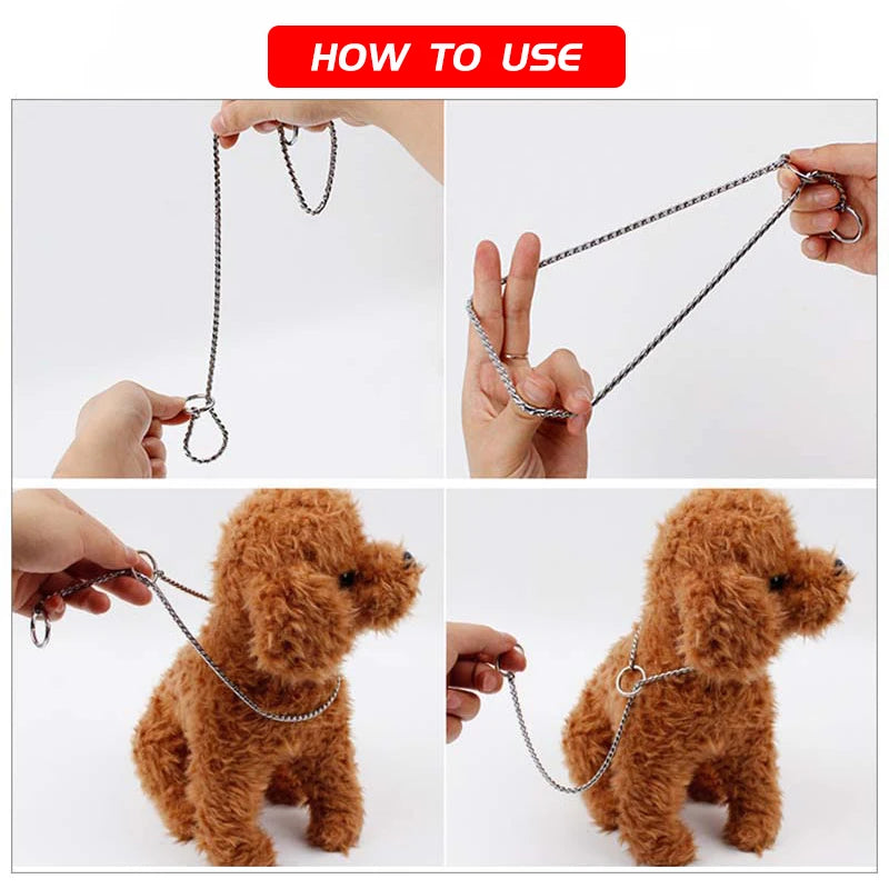 Snake Chain Dog Choke Collar Stainless Steel Puppy Pet Show Metal Slip Choker Collar Chain Training Walking