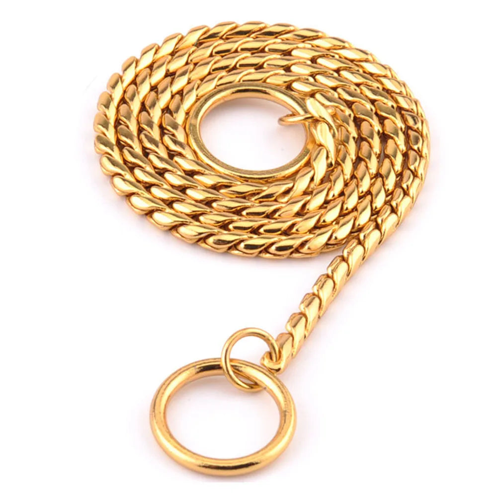 Snake Chain Dog Choke Collar Stainless Steel Puppy Pet Show Metal Slip Choker Collar Chain Training Walking