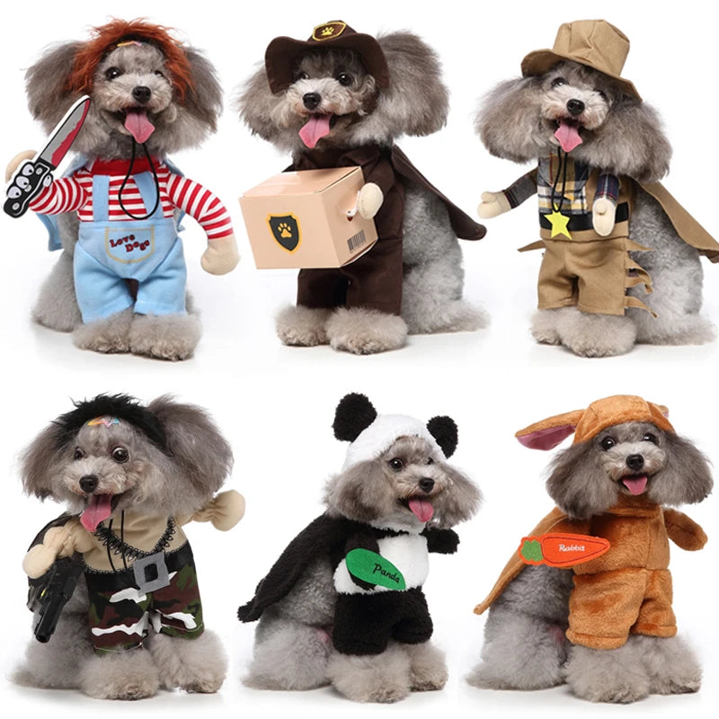 Pet Ups Costumes Funny Dress Up Outfits Set With Hat Pet Supplies For Medium Large Dogs Pet Cat Festival Party Clothing