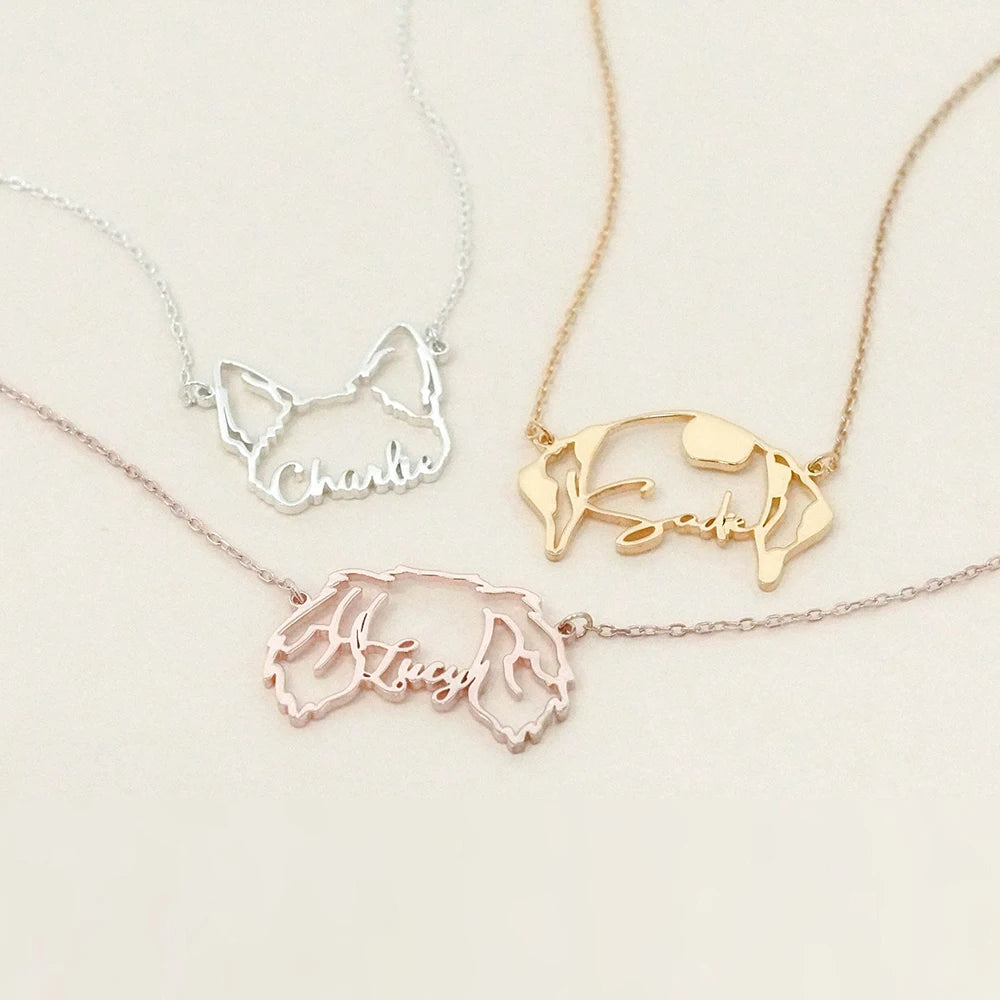 Personalized Name Pet Necklaces Custom Pet Dog Ear Name Necklace