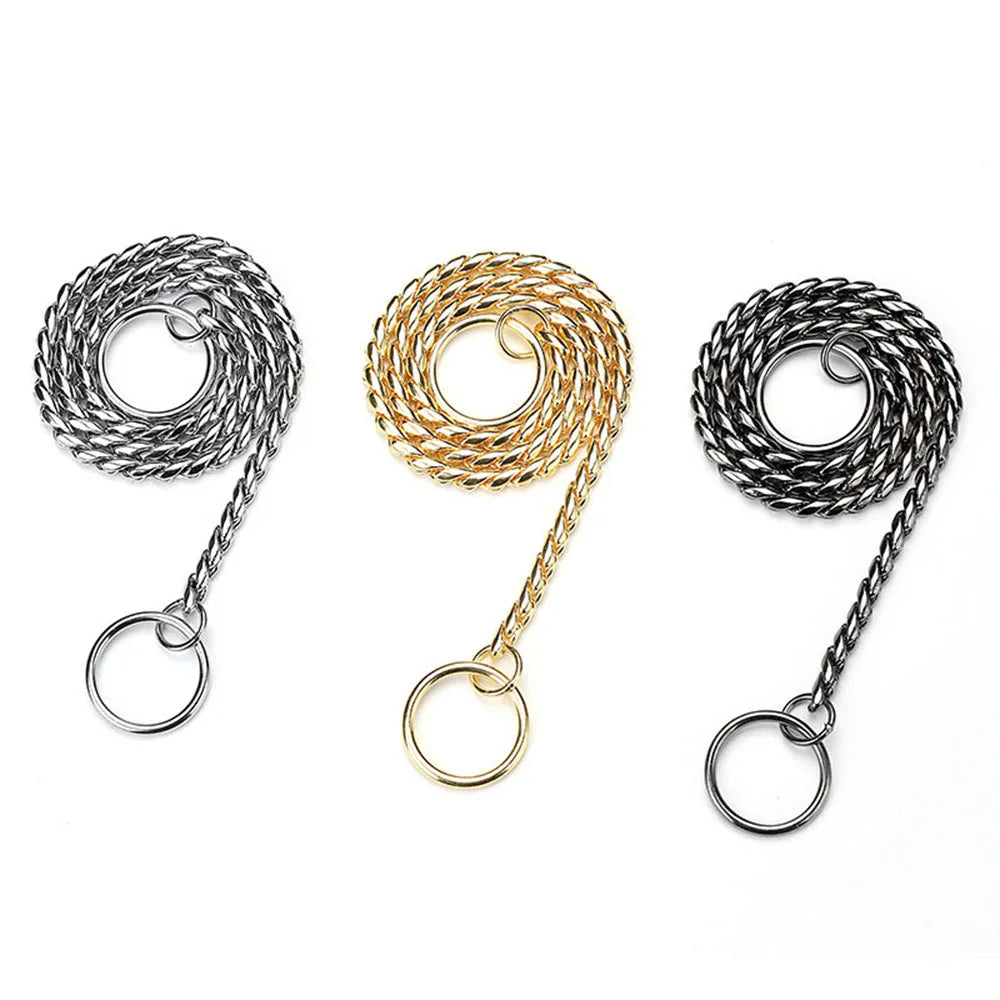 Snake Chain Dog Choke Collar Stainless Steel Puppy Pet Show Metal Slip Choker Collar Chain Training Walking