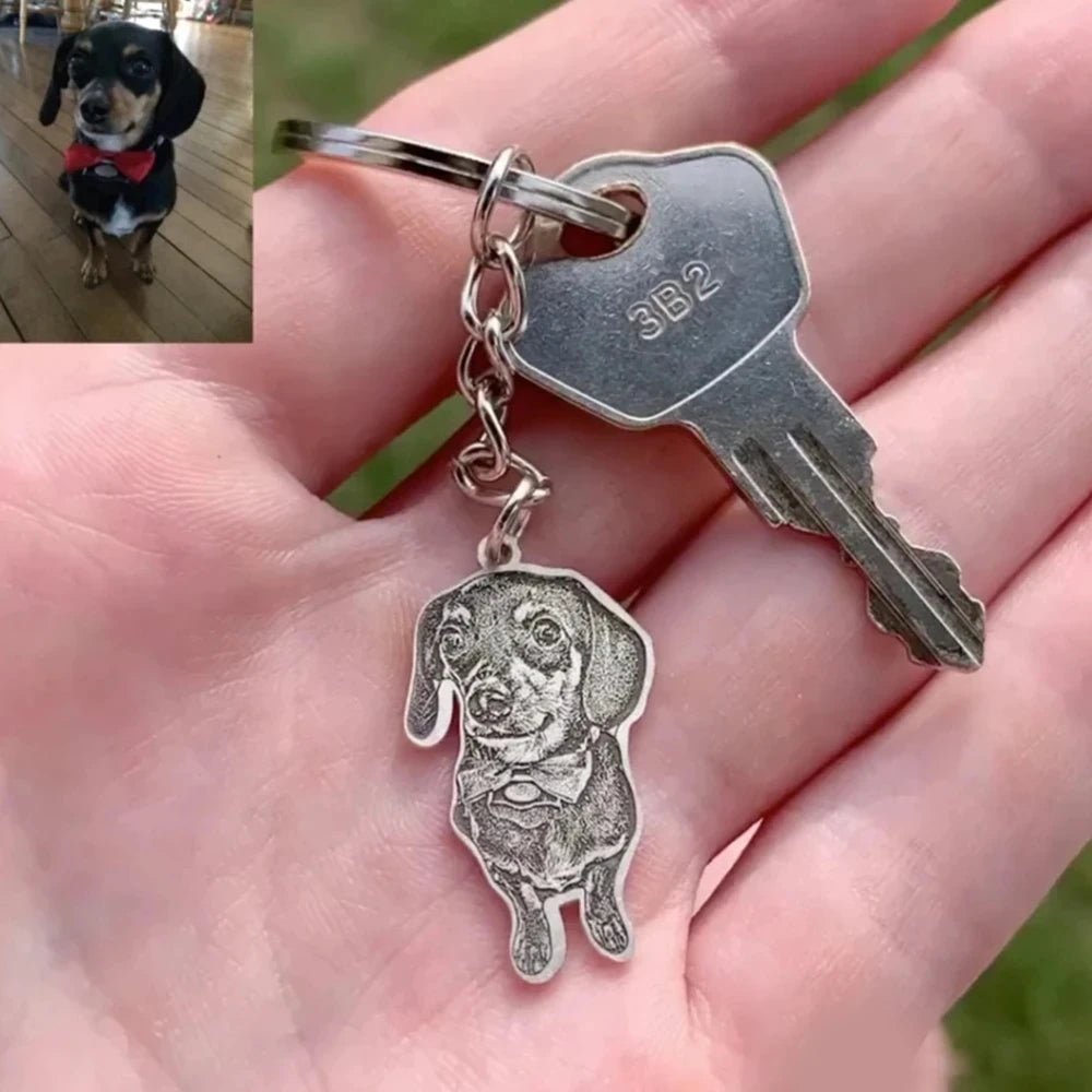 Personalized Pet Photo Necklace Engraved Pets Pendant Gifts Custom Dog Cat Keychain Memory Jewelry Picture Pendants
