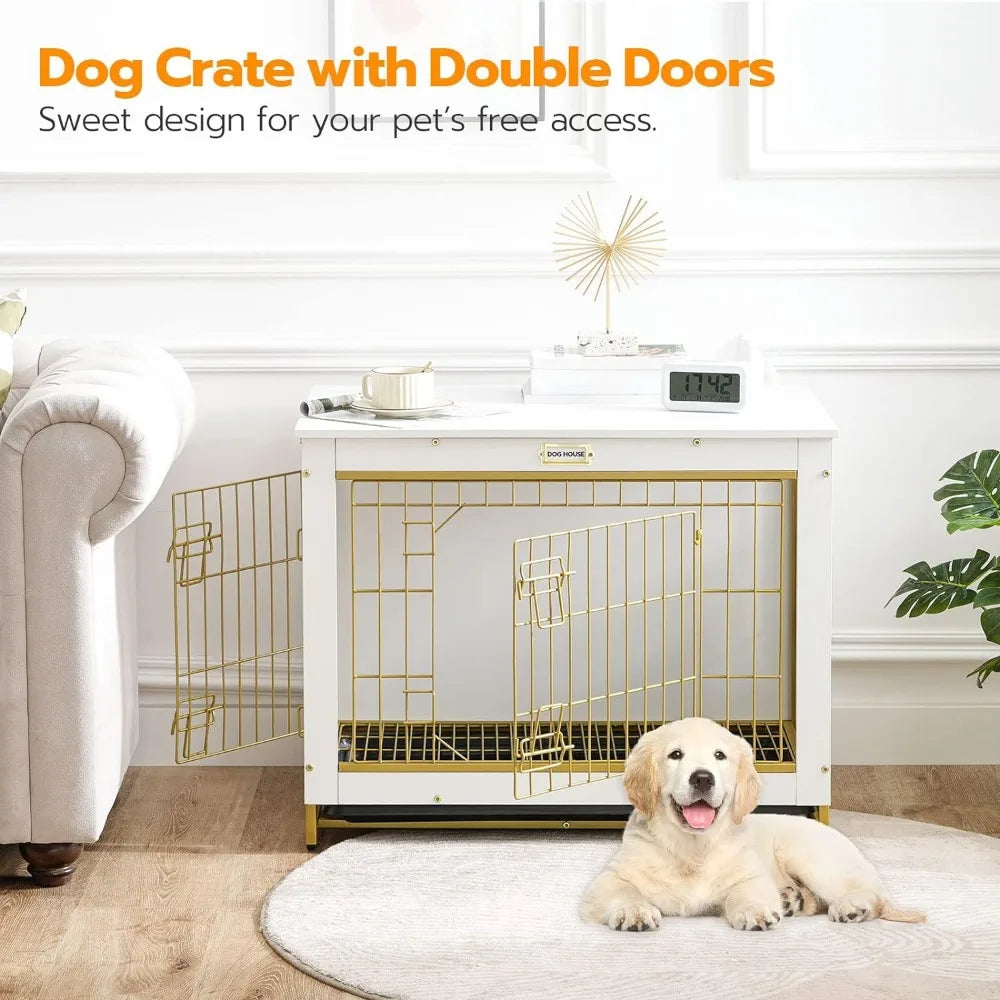 Modern Dog Crate Kennel Double Doors for Medium/Large/Small Dog