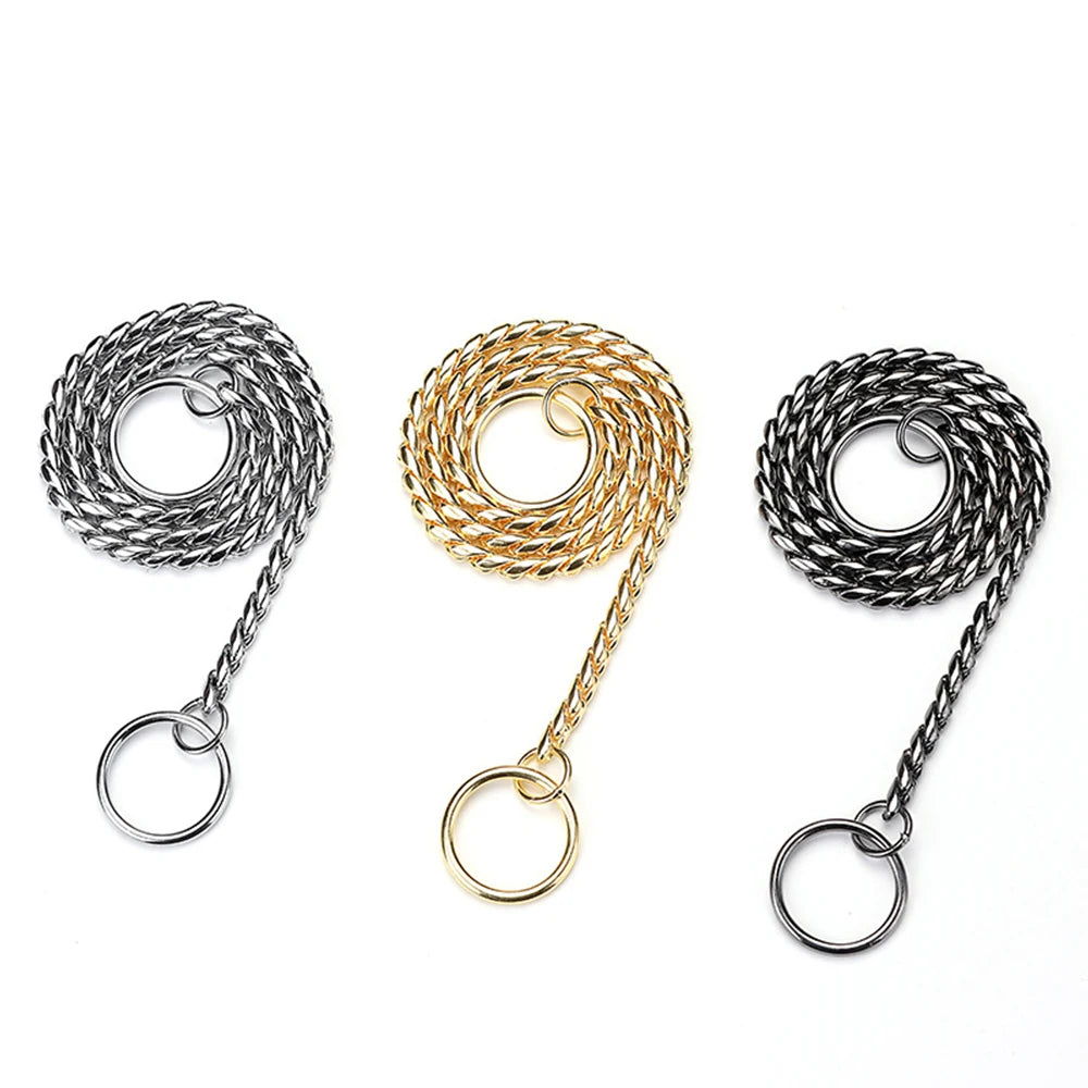 Snake Chain Dog Choke Collar Stainless Steel Puppy Pet Show Metal Slip Choker Collar Chain Training Walking