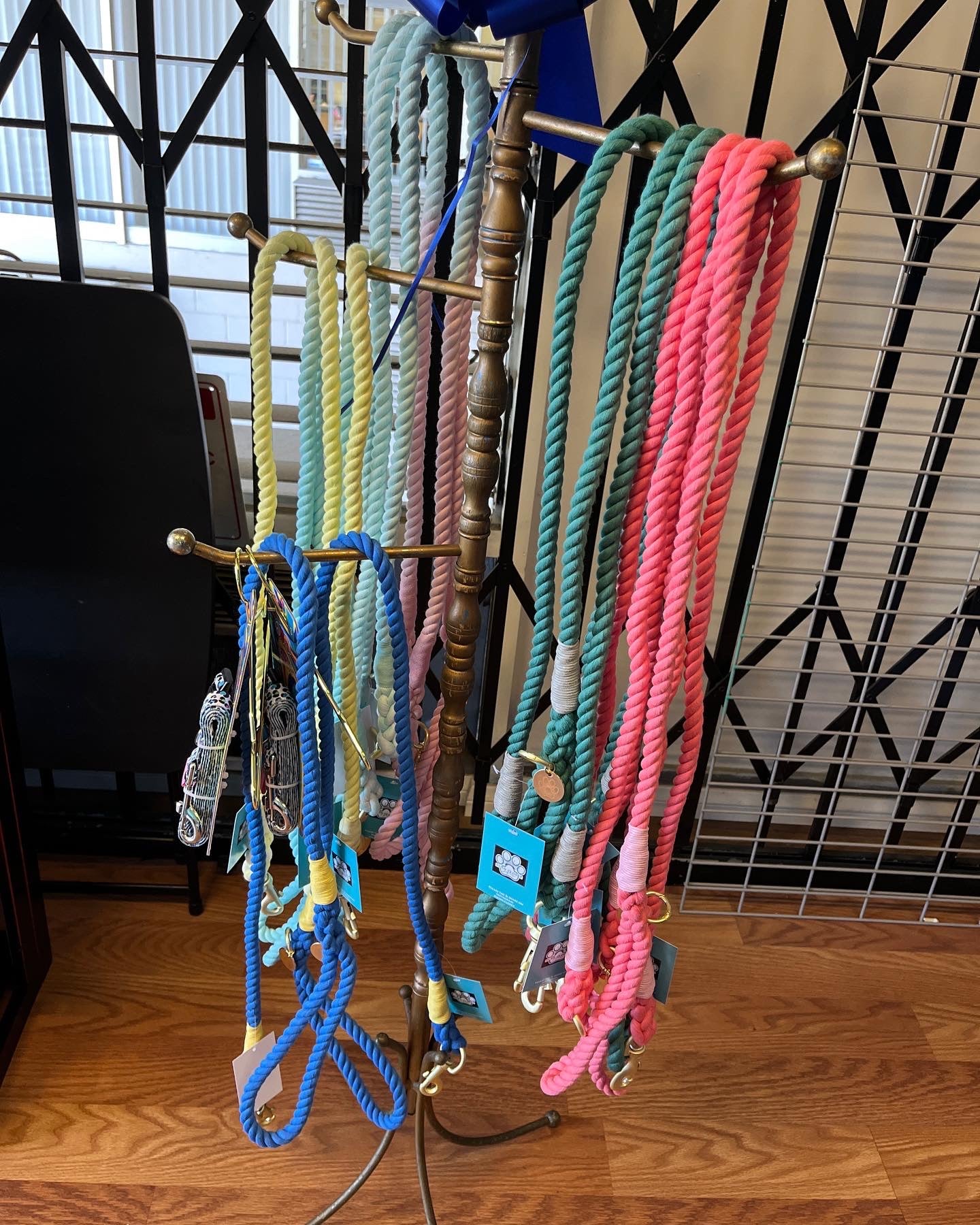 Hand-Woven Rope Dog Leash with Gold Charm | Sun's Closet