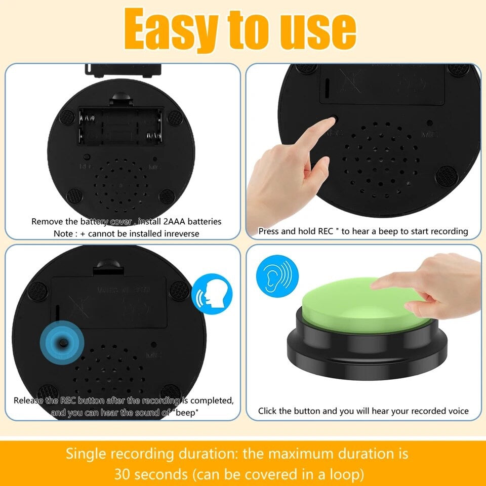 Dog speech button Recording buttons interactive pets communication buzzer
Audio