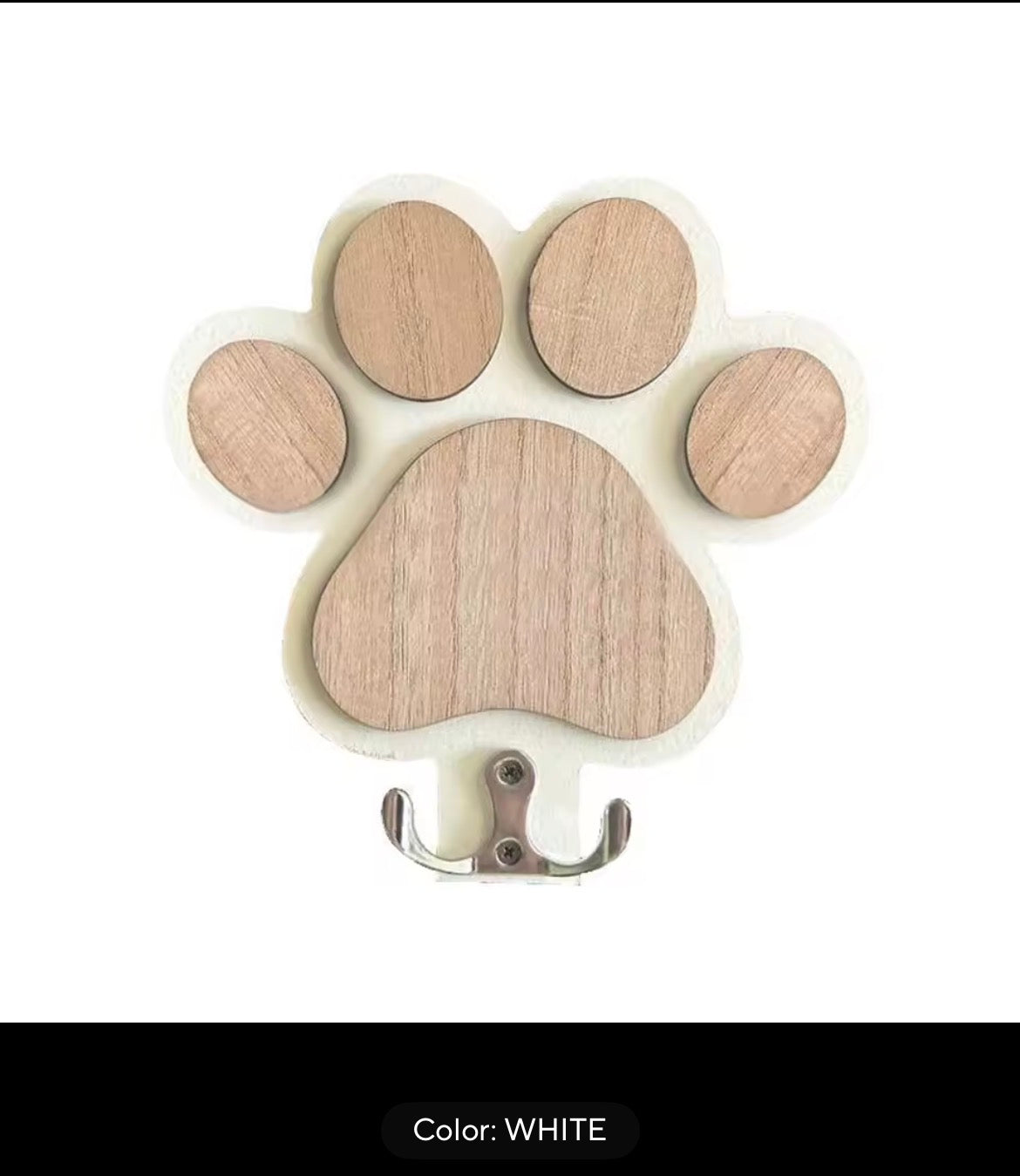 Paw Print Wooden Dog Leash Hanger Wall Hook for Collars & Coats Wood with Paw Design Leash Holder Claw Hook Gift for Dogs Lovers