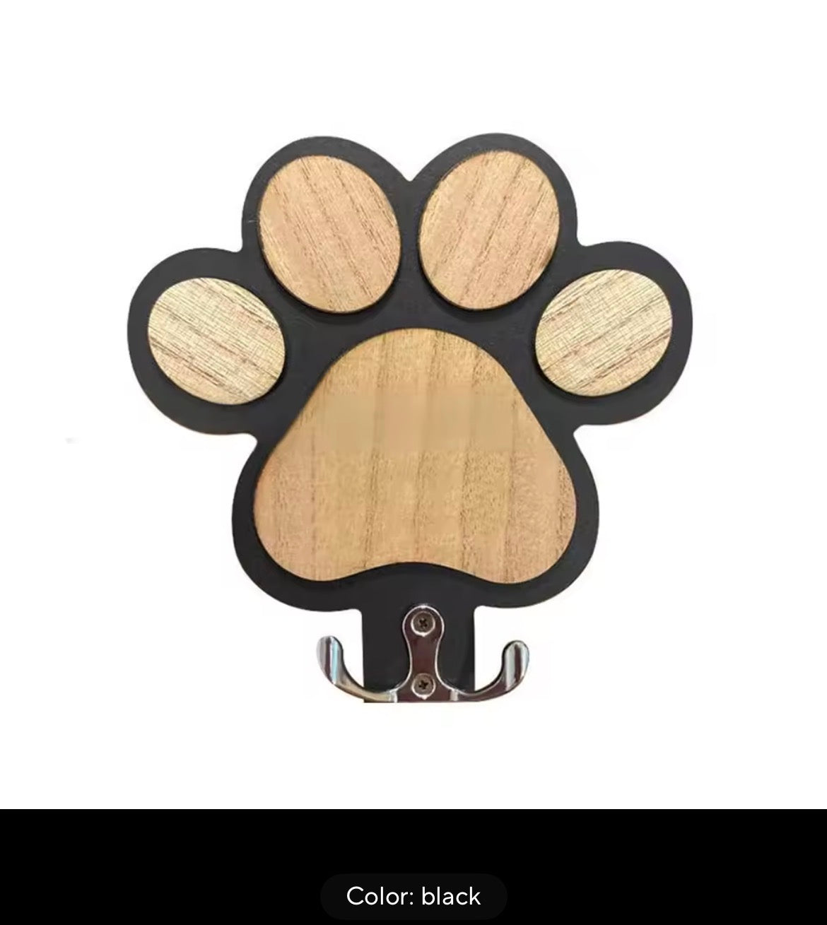 Paw Print Wooden Dog Leash Hanger Wall Hook for Collars & Coats Wood with Paw Design Leash Holder Claw Hook Gift for Dogs Lovers