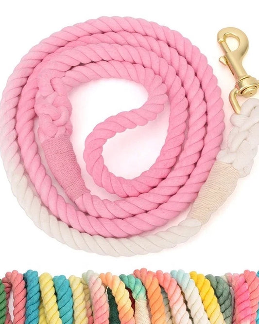 Hand-Woven Rope Dog Leash with Gold Charm | Sun's Closet