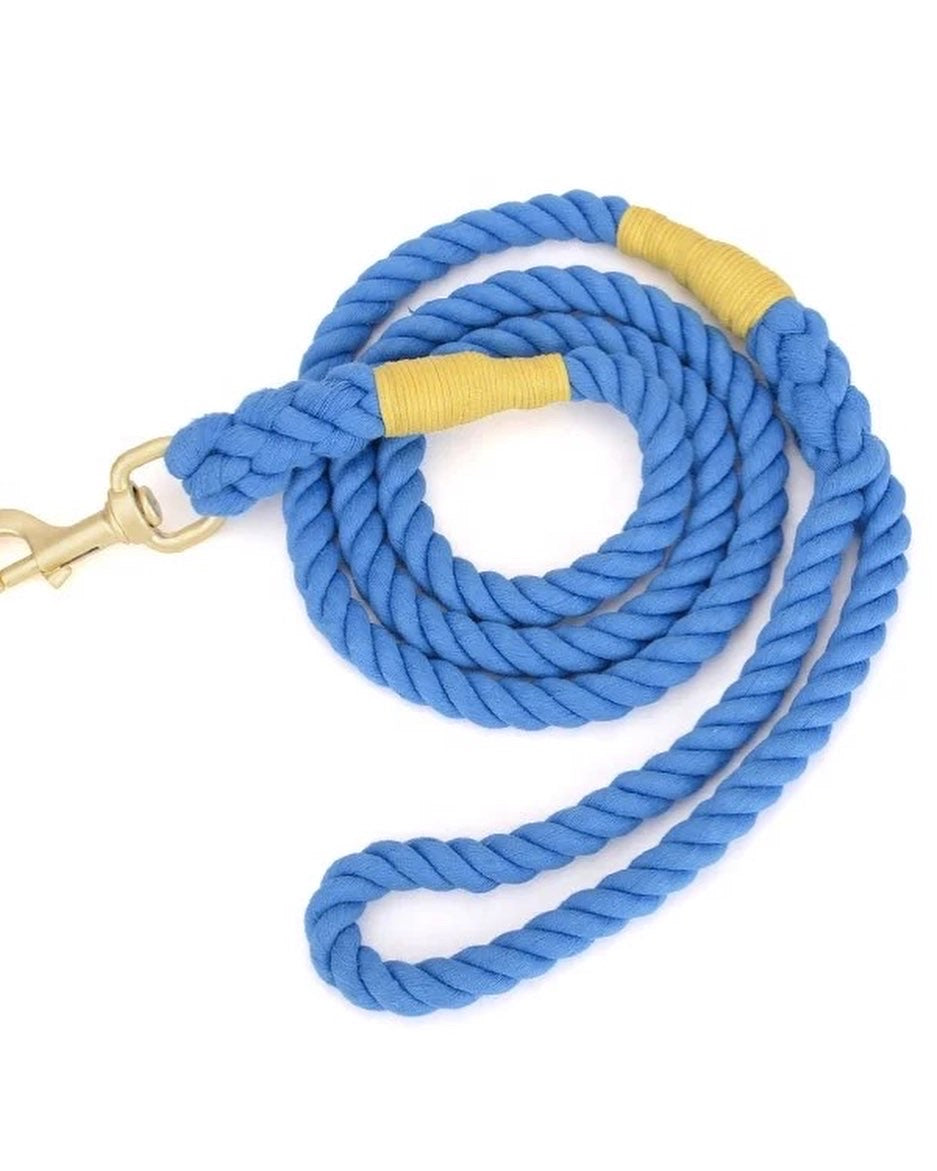 Hand-Woven Rope Dog Leash with Gold Charm | Sun's Closet