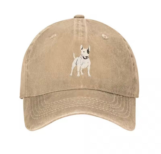 BULL TERRIER WASHED COTTON BASEBALL CAP CLASSIC FIT UNISEX OUTDOOR STYLE CANVAS HAT FOR MEN AND WOMEN