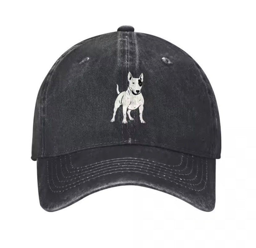 BULL TERRIER WASHED COTTON BASEBALL CAP CLASSIC FIT UNISEX OUTDOOR STYLE CANVAS HAT FOR MEN AND WOMEN