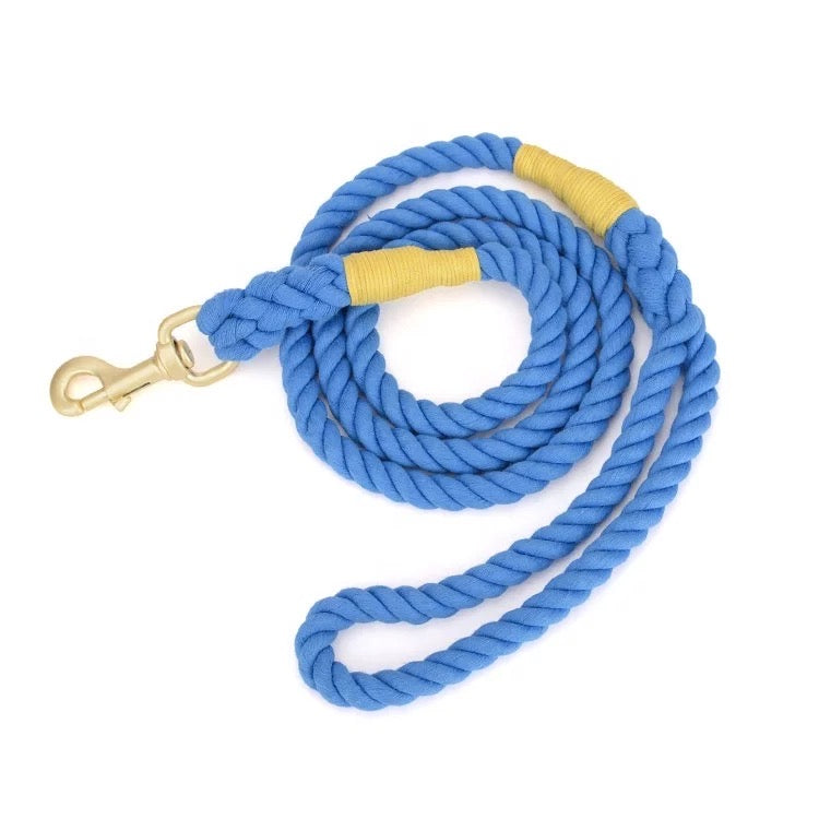 Hand-Woven Rope Dog Leash with Gold Charm | Sun's Closet