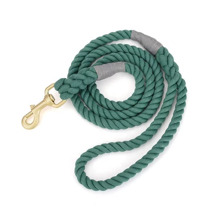 Hand-Woven Rope Dog Leash with Gold Charm | Sun's Closet