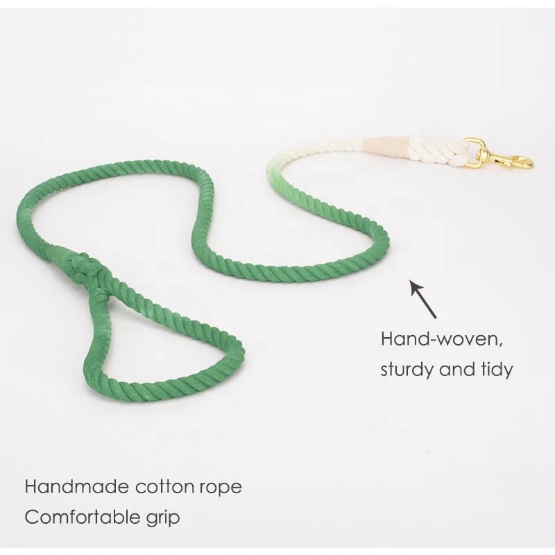 Hand-Woven Rope Dog Leash with Gold Charm | Sun's Closet