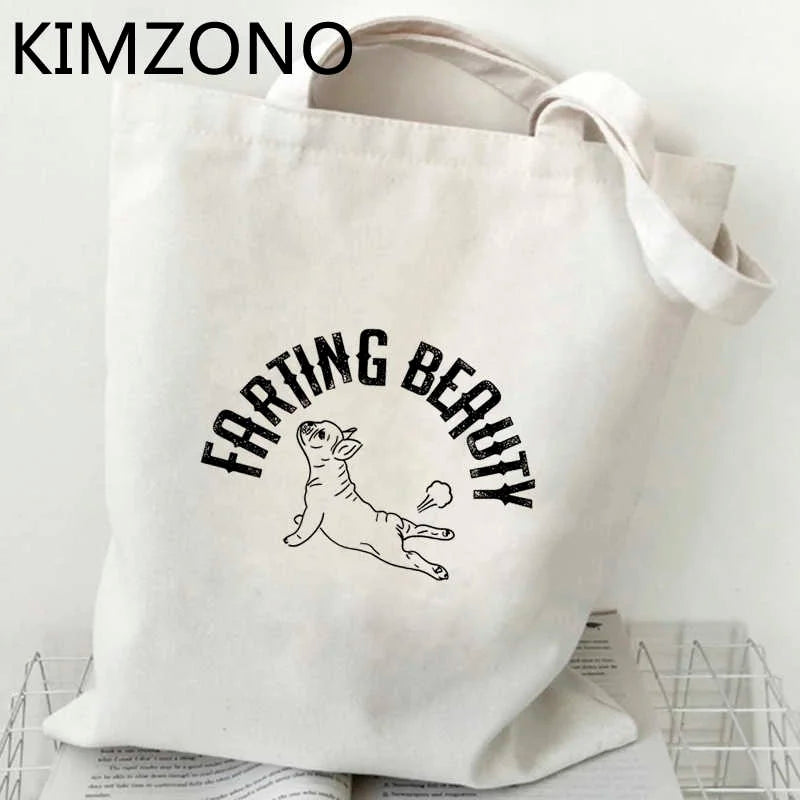 French Bulldog shopping bag canvas shopper grocery bolso bolsa bag sacola bolsas reutilizables jute boodschappentas sacolas