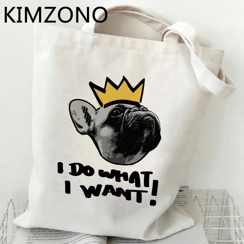 French Bulldog shopping bag canvas shopper grocery bolso bolsa bag sacola bolsas reutilizables jute boodschappentas sacolas