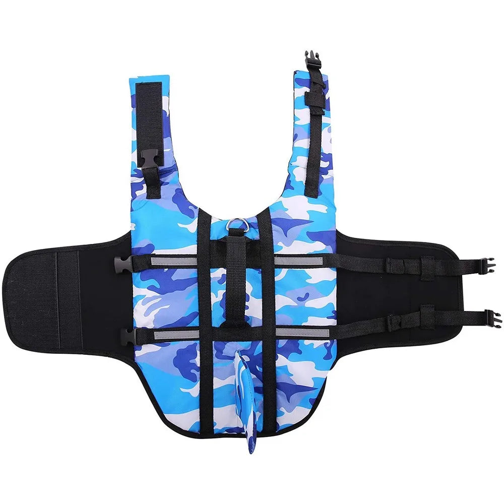 Dog Life Jacket Vest Clothes Life Vest Collar Harness Pet Dog Swimming Summer Camouflage Shark