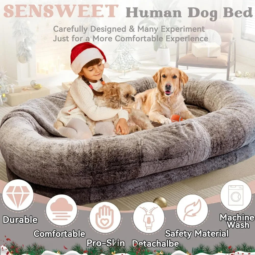 Cama para perros humanos para personas adultos y mascotas extra grandes 72 “x48” x11 