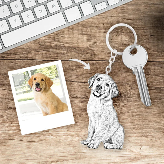 Personalized Pet Photo Necklace Engraved Pets Pendant Gifts Custom Dog Cat Keychain Memory Jewelry Picture Pendants