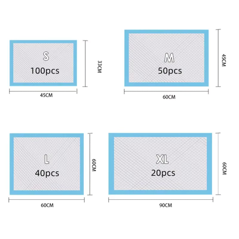 100/50/40/20PCS Absorbent Dogs Diapers Disposable Puppy Training Pee Pads Quick Dry Surface