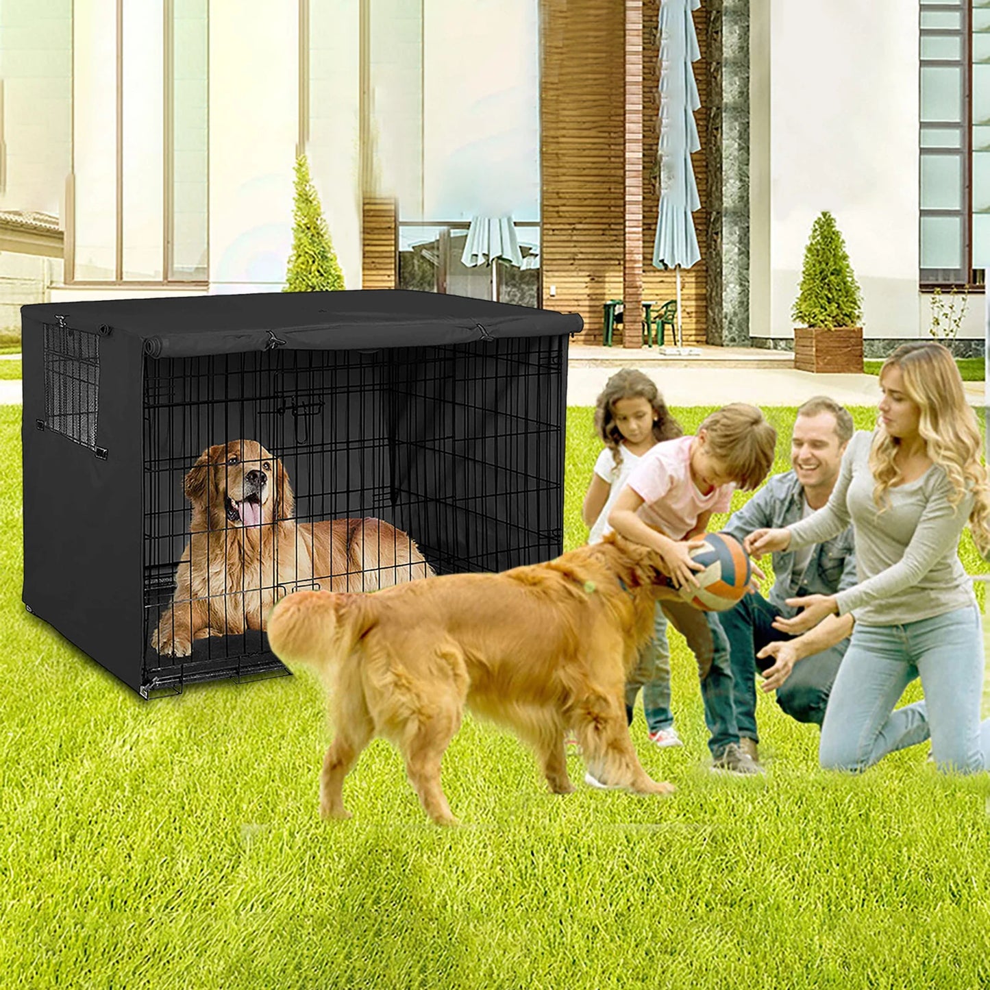 Dog Kennel Cover Dog Cage Protective Cover Universal Fit For Wire Crate Kennel