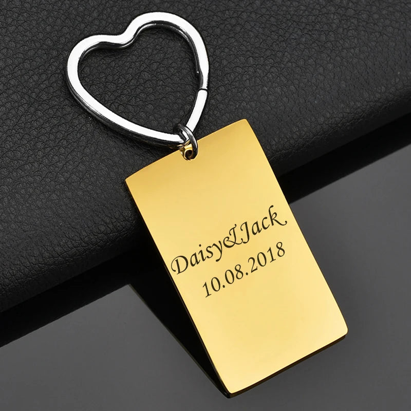 Custom Engraved Photo Pet Keychains Stainless Steel Laser Engraved Name Date Picture Tag Key rings