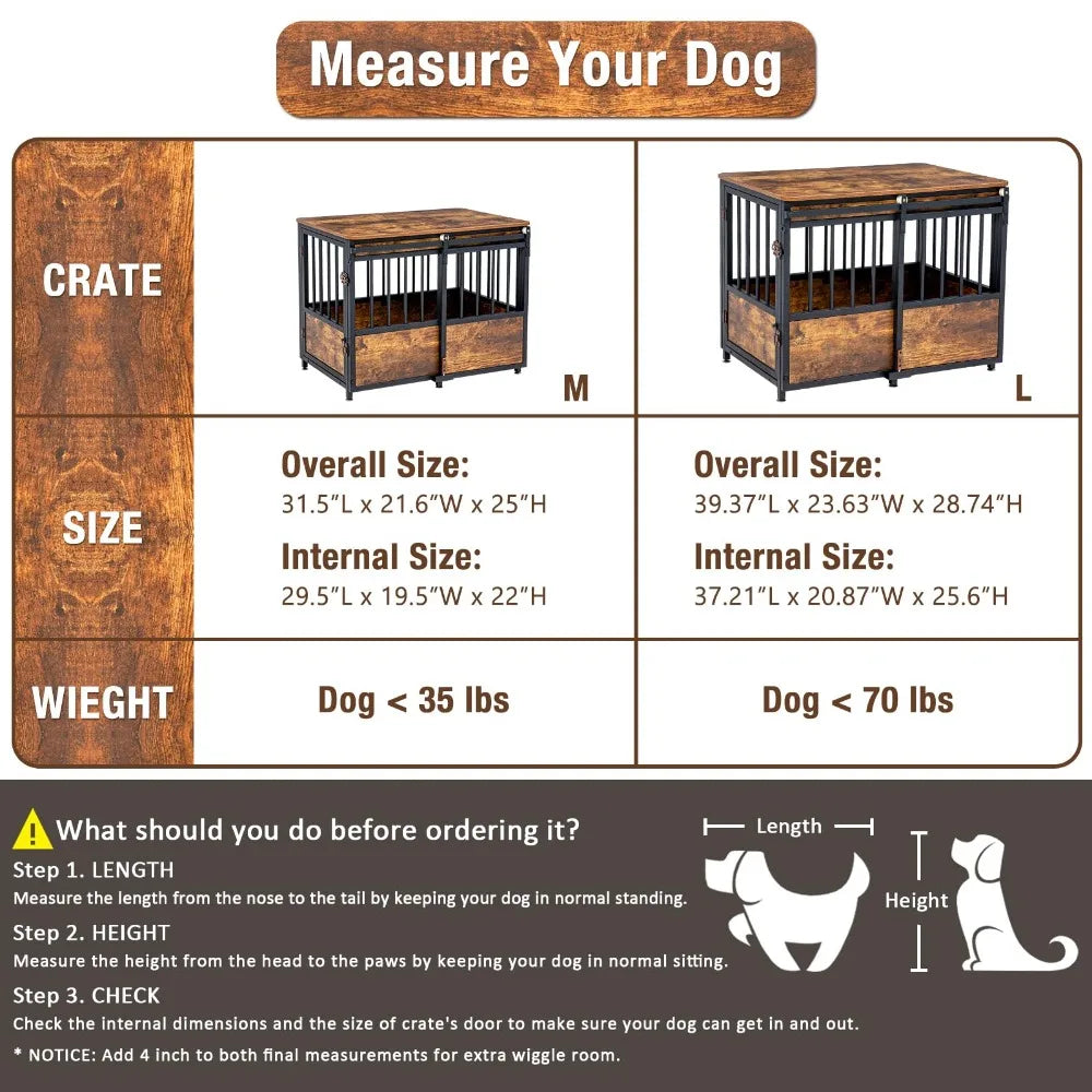 Modern Dog Crate Furniture with Cushion for Large Medium Dogs, Wooden Heavy Duty Dog Kennel with Double Doors 40 inches